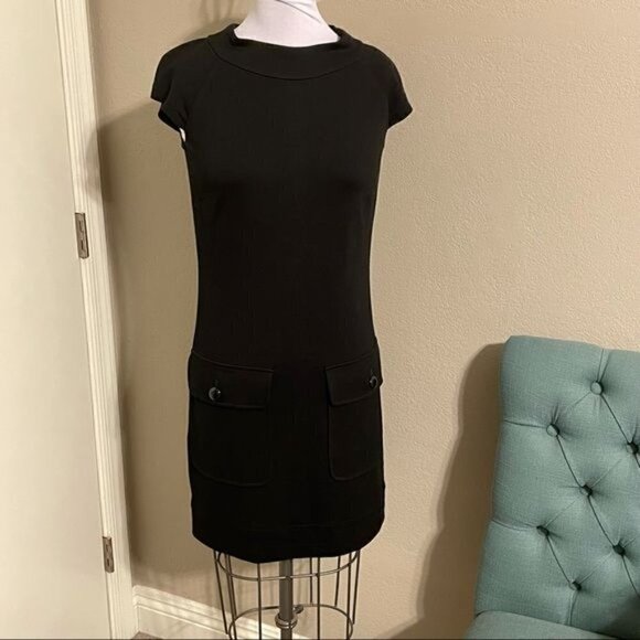 Cynthia Cynthia Steffe Mod Shift Dress Retro Black LBD Mini Sz 2 - Picture 2 of 12
